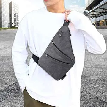 RURING Sling Bag,Anti-theft Crossbody Shoulder Bag Personal Flex Bag,Side Crossbody Backpack for Outdoor(Black,Right)