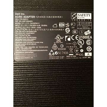 Dell 330W AC Adapter with 6 Foot Power Cord (DA330PM111, XM3C3, ADP-330AB B, 5X3NX, 332-1432, Charger, PA)