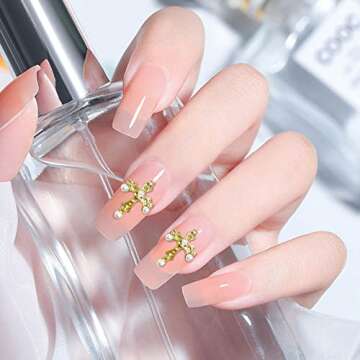 3D Cross Nail Charms, 30pcs Cross Nail Decorations for Nail Art, Pearl Gems Diamond Nail Decor, Meta...