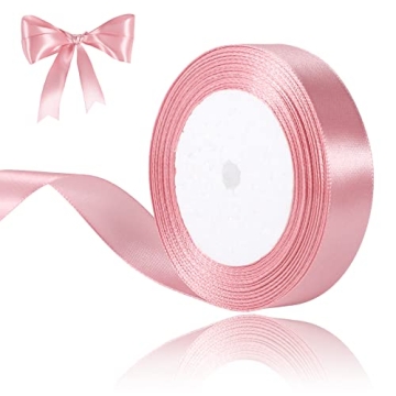 Pink Ribbon 1 Inch Pink Satin Ribbon Valentines Ribbon for Wedding Party Valentine's Day Mother's Da...