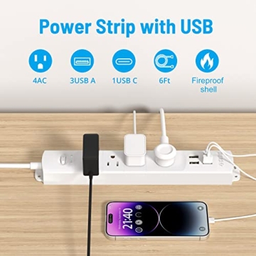 TROND Surge Protector with USB Power Strip Ideal for Office