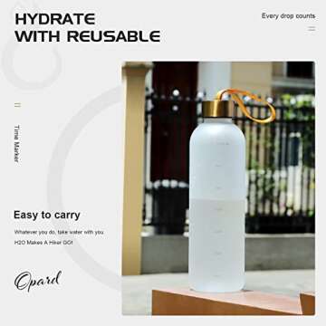 Opard 27oz/32oz Motivational Water Bottle with Time Marker to Drink, Reusable Plastic Bottle with BPA Free Tritan for Gym and Sports