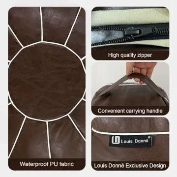 Louis Donné Stylish Unstuffed Pouf Ottoman Cover