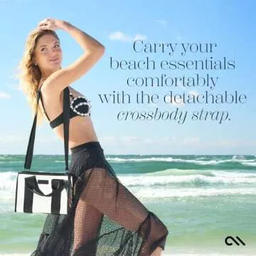 Case-Mate Silver Chrome Mini Beach Tote - Lightweight Beach Bag with Crossbody Strap for Women - Waterproof, Tip-Proof, Foldable & Washable - Tote Bag for Pool, Travel and Vacation - Small