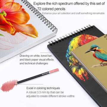 Colored Pencils for Adult Coloring Books, 72 Colors Drawing Pencils with Oil-Based Cores, Professional Art Supplies for Artists, Coloring Pencils for Adults, Color Pencils Set for Beginners and Teens.