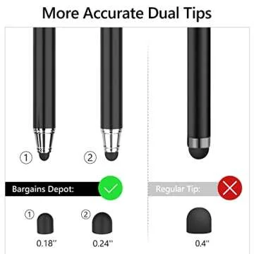 Bargains Depot 2-in-1 Capacitive Stylus Pen with 20 Tips