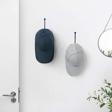 Dahey Hat Organizer for Baseball Caps, 2 Pcs Hat Rack Wall Mount 5 Inches Space Saving L Shaped Hat ...