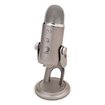 Blue Yeti USB Mic for Recording & Streaming on PC and Mac, 3 Condenser Capsules, 4 Pickup Patterns, Headphone Output and Volume Control, Mic Gain Control, Adjustable Stand, Plug & Play - Platinum