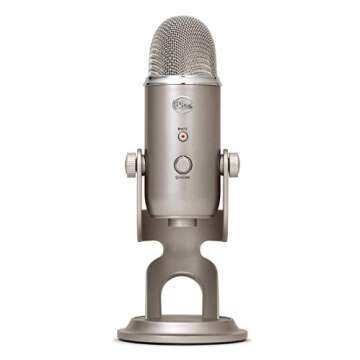 Blue Yeti USB Mic for Recording & Streaming on PC and Mac, 3 Condenser Capsules, 4 Pickup Patterns, Headphone Output and Volume Control, Mic Gain Control, Adjustable Stand, Plug & Play - Platinum