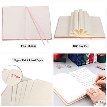 SuperBowell A5 Velvet Jounal Notebook,Hardcover Ruled Journal,Writing Journasl for women and Grils,Magnet Closure,Gold Foil Edges,100GSM Thick Lined Paper,Medium 5.9 X8.58 Inches,256 Pages.(Pink)