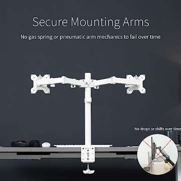 VIVO Dual Monitor Desk Mount, Heavy Duty Fully Adjustable Steel Stand, Holds 2 Computer Screens up to 30 inches and Max 22lbs Each, White, STAND-V002W