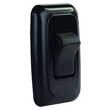 JR Products 12225 Black Single SPST On-Off Switch with Bezel