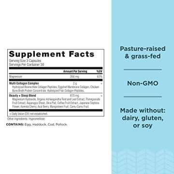 Ancient Nutrition Collagen Pills for Hair, Skin and Nails, Beauty + Sleep 90 Ct, Collagen Supplement...