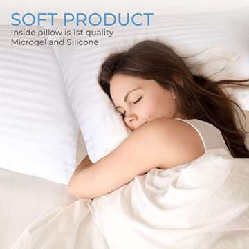 Luxury Queen Pillows 10 Pack, Pillows for Sleeping with Cotton Cover, Hotel Pillows in Bulk or Side Back & Stomach Sleepers, Down Alternative Microfiber Soft Plush Washable Pillows Set of 10