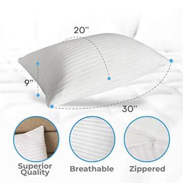 Luxury Queen Pillows 10 Pack, Pillows for Sleeping with Cotton Cover, Hotel Pillows in Bulk or Side Back & Stomach Sleepers, Down Alternative Microfiber Soft Plush Washable Pillows Set of 10