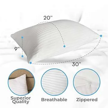 Luxury Queen Pillows 10 Pack, Pillows for Sleeping with Cotton Cover, Hotel Pillows in Bulk or Side Back & Stomach Sleepers, Down Alternative Microfiber Soft Plush Washable Pillows Set of 10