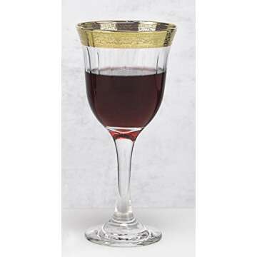 Lorren Home Trends Red Wine Set of 6 Melania Collection Gold, One Size, Clear