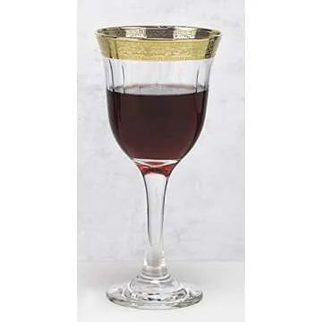 Lorren Home Trends Red Wine Set of 6 Melania Collection Gold, One Size, Clear