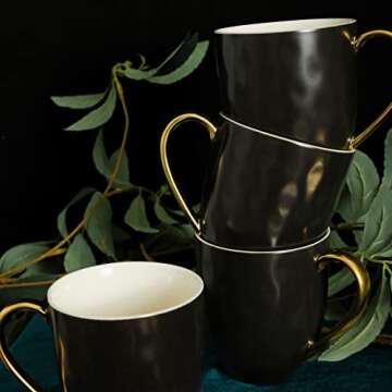 Stone Lain Florian Modern Porcelain 16 Piece Dinnerware Set, Plates and Bowls Set, Dish set for 4, B...