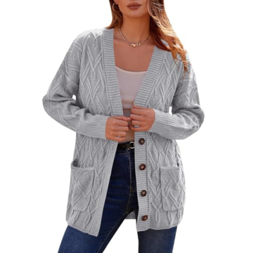 PRETTYGARDEN Long Sleeve Button Up Womens Oversized Sweaters Fall 2023 Open Front Cardigan Sweaters ...