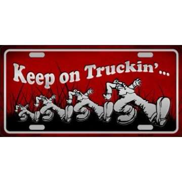 Keep On Trucking Novelty Metal License Plate Tag