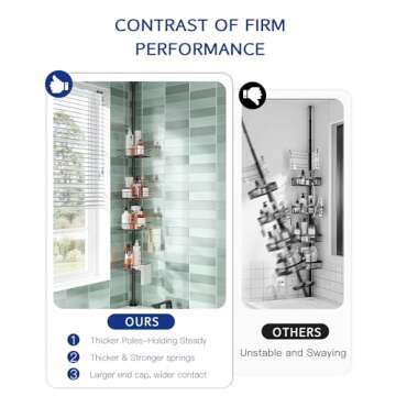 SEIRIONE Rustproof Shower Caddy Corner and Shower Organizer Corner for Bathroom,Corner Shower Caddy ...