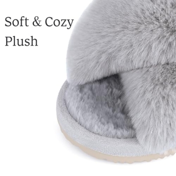 Comwarm Women's Fuzzy Cross Band Slippers - Cozy Style