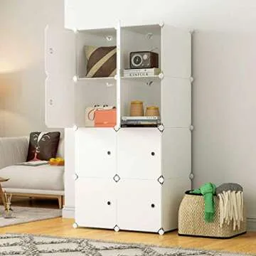 KOUSI Large Cube Storage - 14"x18" Depth Cube (8 Cube) Cube Organizer Cube Storage Shelves Cubby Organizing Closet Storage Organizer Cabinet Shelving Bookshelf Toy Organizer, White