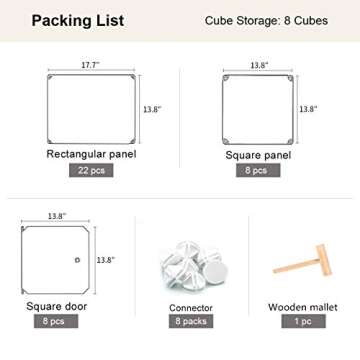 KOUSI Large Cube Storage - 14"x18" Depth Cube (8 Cube) Cube Organizer Cube Storage Shelves Cubby Organizing Closet Storage Organizer Cabinet Shelving Bookshelf Toy Organizer, White