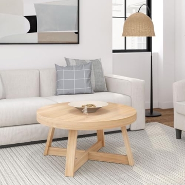 Plank+Beam Classic Round Coffee Table - Stylish and Durable for Small Spaces