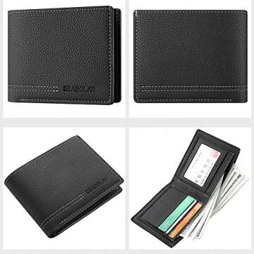SPDTECH Men Wallet Black PU Material 4 Credit Card Holder 2 Money Pockets 1 Clear Window Suitable fo...