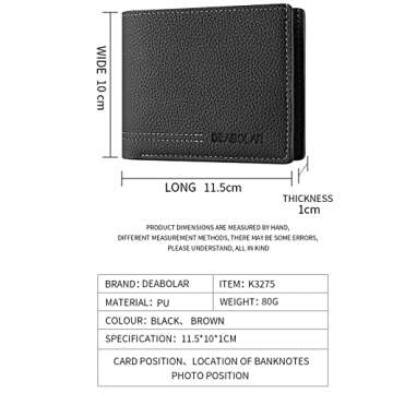 SPDTECH Men Wallet Black PU Material 4 Credit Card Holder 2 Money Pockets 1 Clear Window Suitable for Men Women Gifts without RFID Slim Small Wallets for Traveling