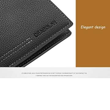 SPDTECH Men Wallet Black PU Material 4 Credit Card Holder 2 Money Pockets 1 Clear Window Suitable for Men Women Gifts without RFID Slim Small Wallets for Traveling