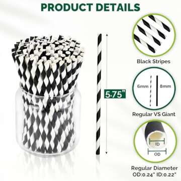 [500 Counts] Chunspak 5.75 inch Eco-friendly Disposable Short Paper Drinking Straws Bulk for Cocktai...