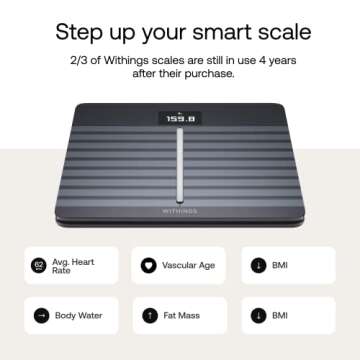 Withings/Nokia Body Cardio – Heart Health & Body Composition Digital Wi-Fi Scale with smartphone a...