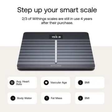 Withings/Nokia Body Cardio – Heart Health & Body Composition Digital Wi-Fi Scale with smartphone a...