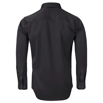 Alimens Gentle Men's Dress Shirts - Solid Black
