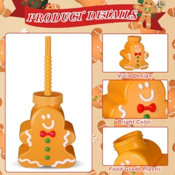 Sliner 12 Pcs Christmas Party Cups with Lids and Straws