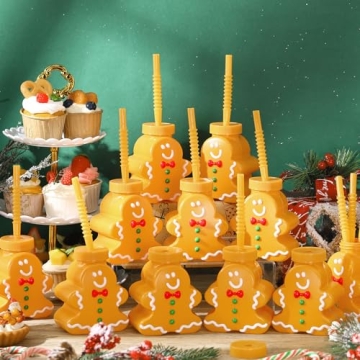 Sliner 12 Pcs Christmas Party Cups with Lids and Straws