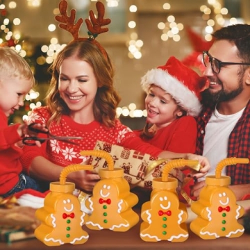 Sliner 12 Pcs Christmas Party Cups with Lids and Straws
