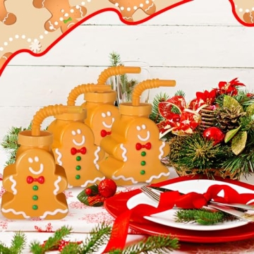 Sliner 12 Pcs Christmas Party Cups with Lids and Straws