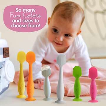 Bumco Baby Bum Brush + Mini Diaper Cream Spatula with Case - BPA-Free Butt Spatula Baby, Soft Diaper Spatula, Baby Diaper Cream Applicator, Mom-Invented Diaper Bag Essentials, Butt Spatula