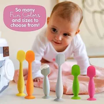 Bumco Baby Bum Brush + Mini Diaper Cream Spatula with Case - BPA-Free Butt Spatula Baby, Soft Diaper Spatula, Baby Diaper Cream Applicator, Mom-Invented Diaper Bag Essentials, Butt Spatula