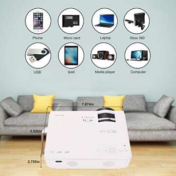 AuKing Mini Projector: 2400 Lumens for Home Cinema