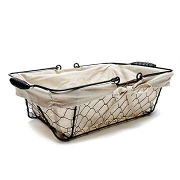 Mkono Bread Basket Metal Wire Basket with Removable Liner, Great for Bread, Snacks, Household Items
