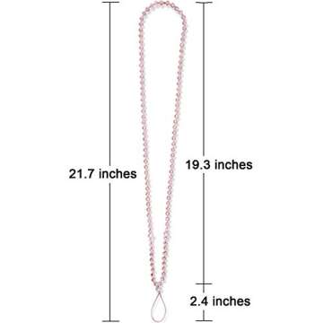 AMUU 1 Pack Necklace Women Lanyard For ID Badge Holder Keys Cell Phone,Strong Neck Lanyards Fashion Beautiful Bead Chain Necklaces Pink