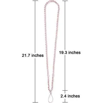 AMUU 1 Pack Necklace Women Lanyard For ID Badge Holder Keys Cell Phone,Strong Neck Lanyards Fashion Beautiful Bead Chain Necklaces Pink