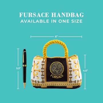 Haute Diggity Dog Fursace Handbag, Plush Designer Dog Toys with Interactive Squeaker, Stimulating Pet Enrichment, Machine-Washable & Safe Materials for All Breeds, One Size