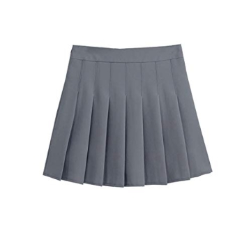 ZHANCHTONG Women's High Waist A-Line Pleated Mini Skirt Short Tennis Skirt (Grey, L)