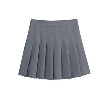 ZHANCHTONG Women's High Waist A-Line Pleated Mini Skirt - Stylish Grey Tennis Skirt for Functionalit...
